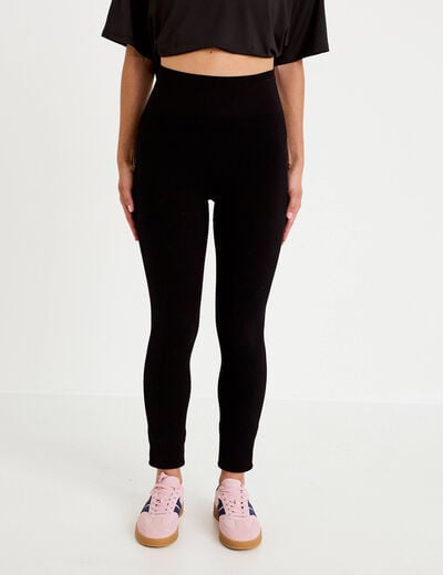 Leggings taille haute sans couture noir femme