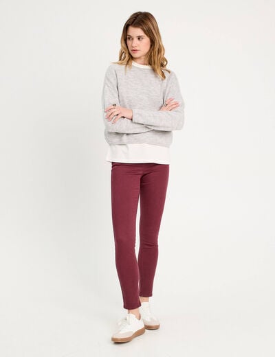 Jeans slim 5 poches violet fonc&eacute; femme