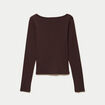 T-shirt c&ocirc;tel&eacute; ajust&eacute; manches longues marron fonc&eacute; femme