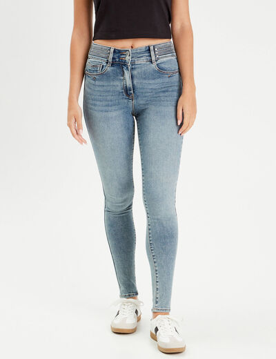 Jeans skinny push-up taille haute denim double stone femme
