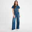 Combinaison manches courtes denim stone femme