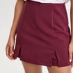 Jupe-short droite fentes violet fonc&eacute; femme