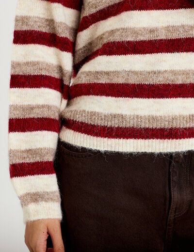 Pull ample manches longues ivoire femme