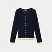 Top col rond manches longues bleu marine femme