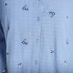 Blouse droite courte col v broderie bleu femme