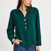 Blouse manches longues vert fonc&eacute; femme