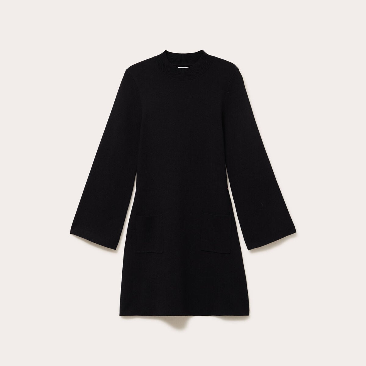 Robe manches longues col montant noir femme