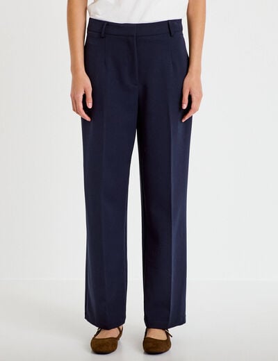 Pantalon bootcut taille haute bleu marine femme