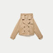Trench droit court &agrave; capuche amovible beige femme