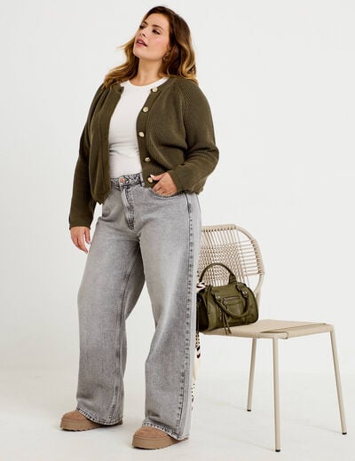 Gilet manches longues vert kaki femme