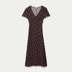Robe longue &eacute;vas&eacute;e col v manches courtes marron femme