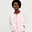 Gilet sans manches brod&eacute; effet polaire vieux rose femme