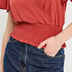 Blouse smock&eacute;e manches courtes vieux rose femme