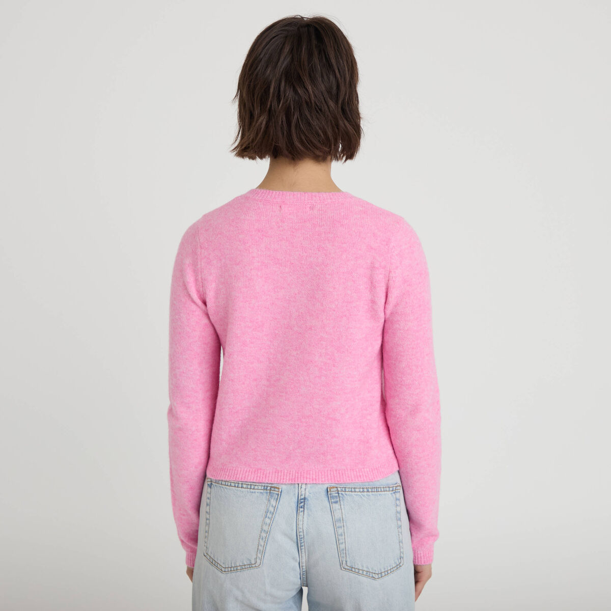 Gilet boutonn&eacute; manches longues rose femme
