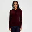 Pull &agrave; capuche rouge fonc&eacute; femme