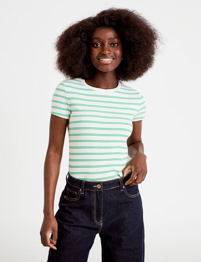 T-shirt c&ocirc;tel&eacute; ajust&eacute; vert femme