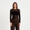 Body cintr&eacute; manches longues col bateau noir femme
