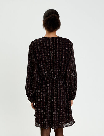 Robe en voile col V noir femme