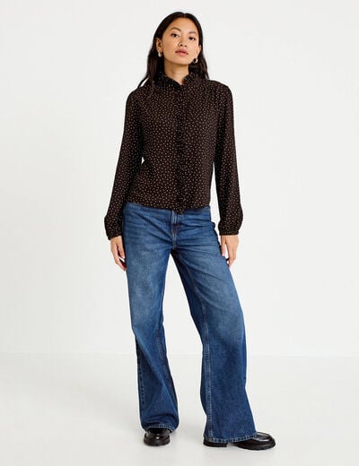 Blouse manches longues marron femme