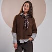 Pull manches courtes marron fonc&eacute; femme