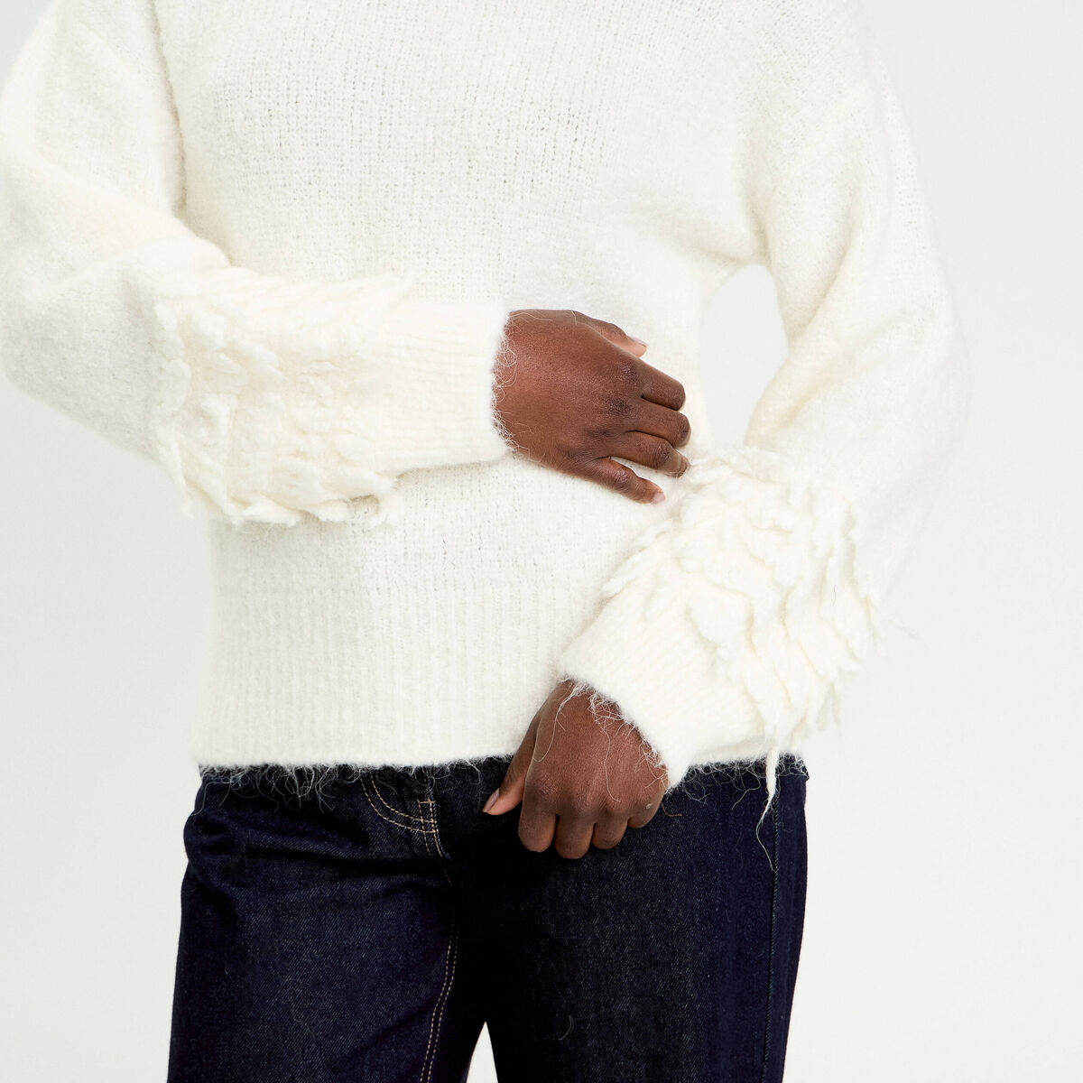 Pull manches longues ecru femme