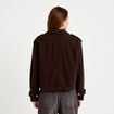 Trench court boutonn&eacute; marron fonc&eacute; femme