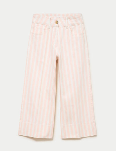 Jean wide leg cropped taille haute blanc femme
