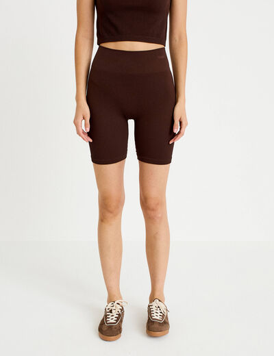 Short cycliste sans couture marron fonc&eacute; femme