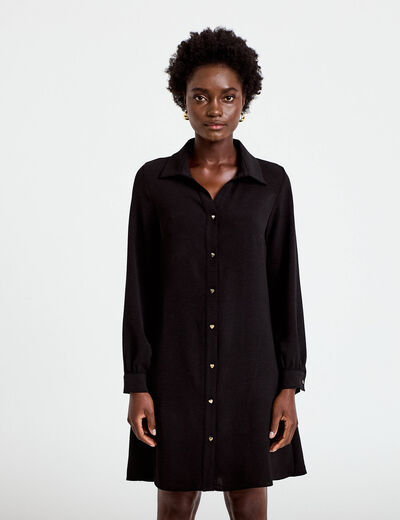 Robe courte &eacute;vas&eacute;e boutons coeur noir femme