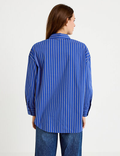 Chemise oversize manches longues bleu femme