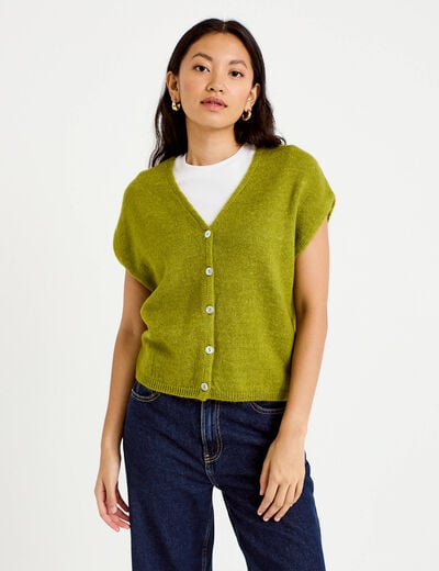 Gilet sans manches vert fonc&eacute; femme