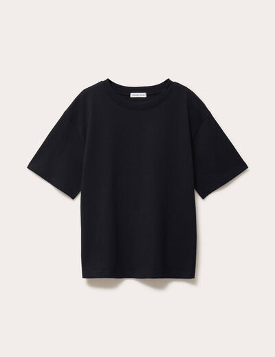 T-shirt col rond manches courtes noir femme