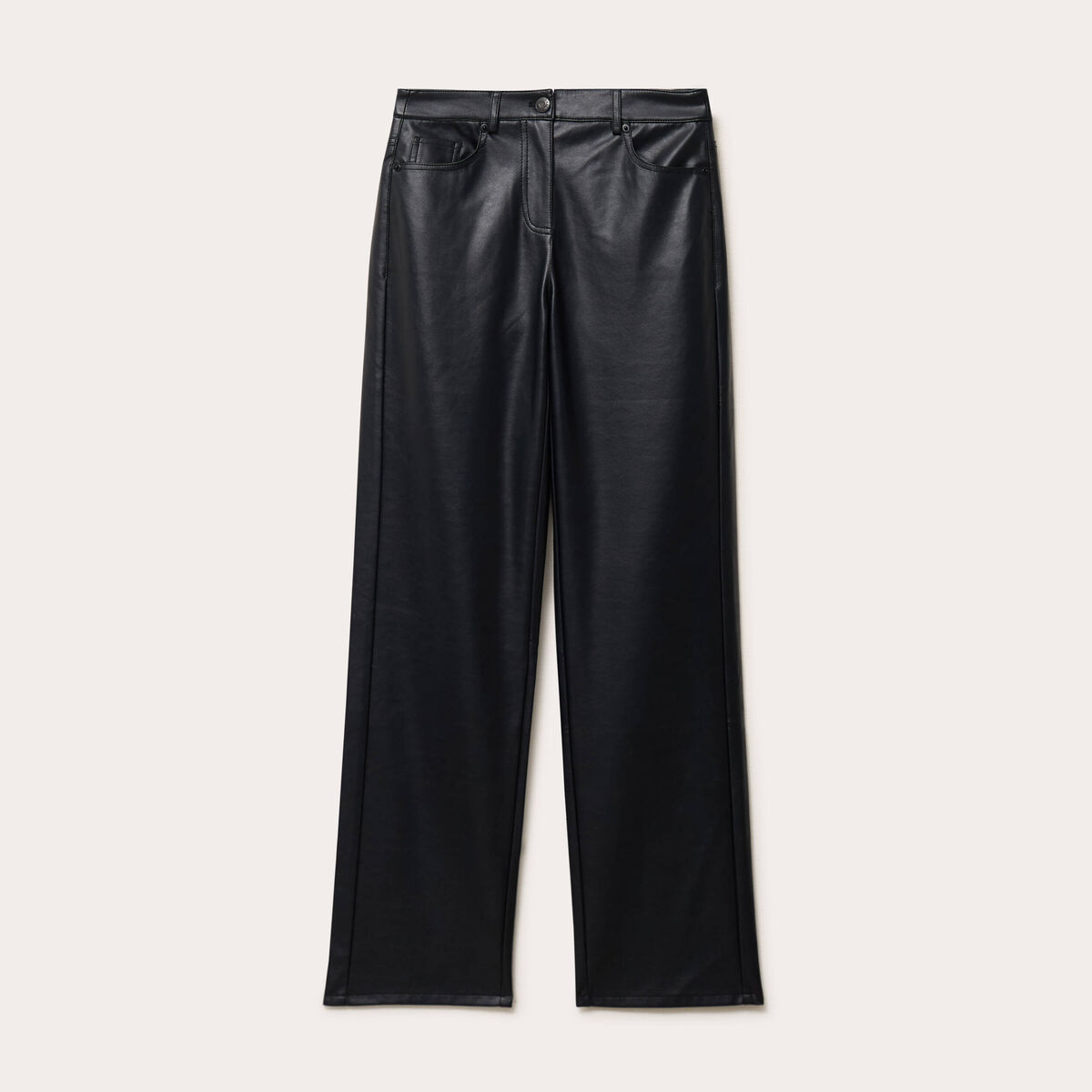 Pantalon large similicuir noir femme