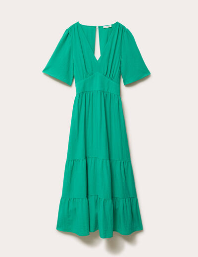 Robe &eacute;vas&eacute;e col v vert femme