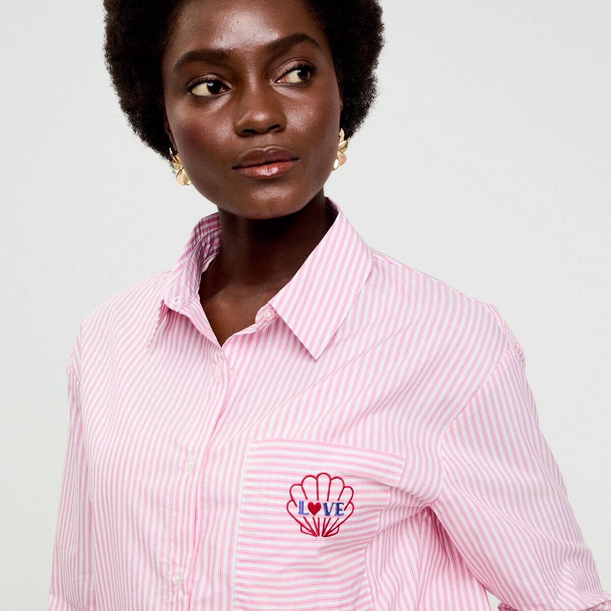 Chemise ray&eacute;e blanc femme