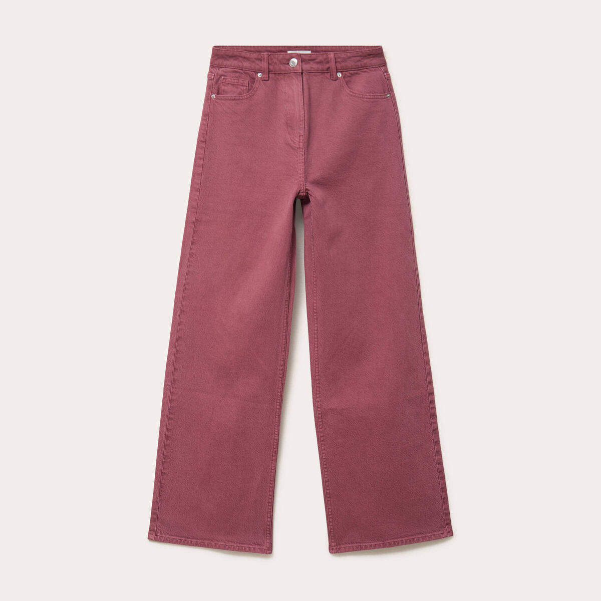 Jean wide leg taille haute vieux rose femme