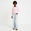 Gilet manches longues col rond rose clair femme