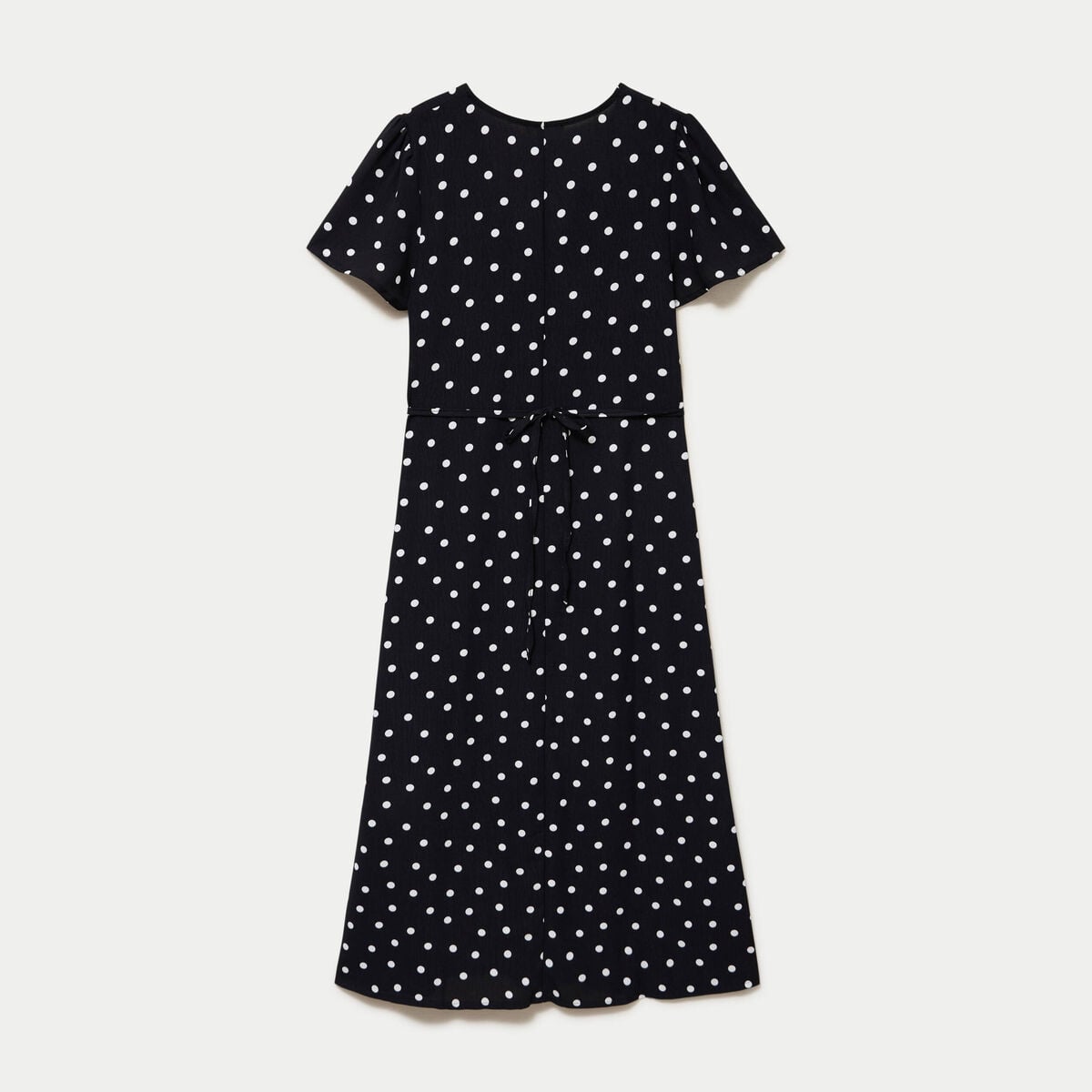 Robe longue &eacute;vas&eacute;e col v manches courtes noir femme