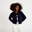 Gilet court nou&eacute; bleu marine femme