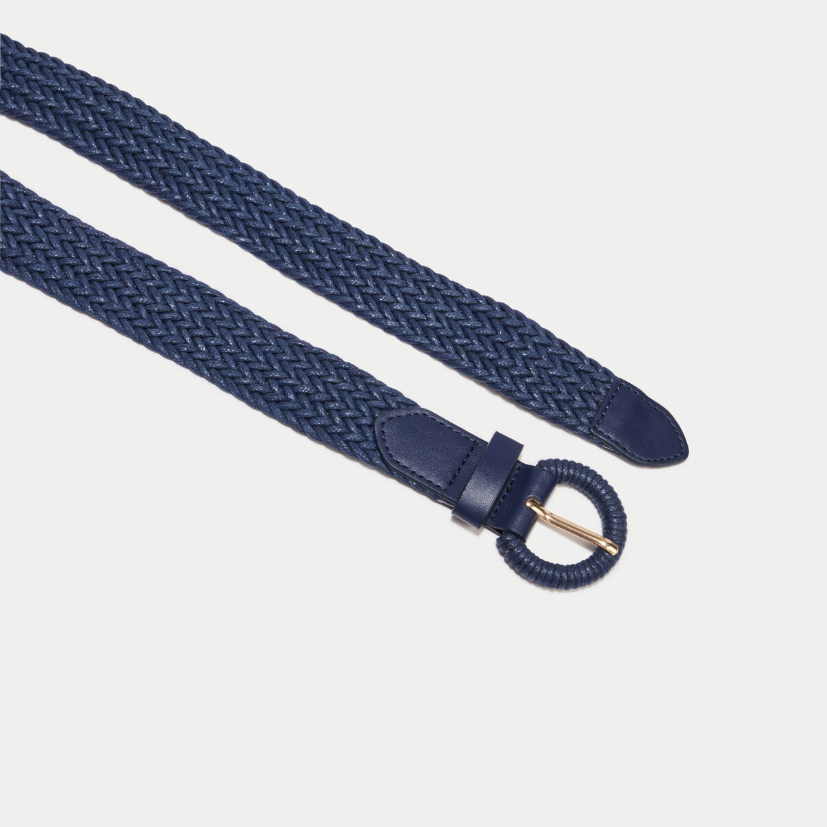 Ceinture tress&eacute;e bleu marine femme