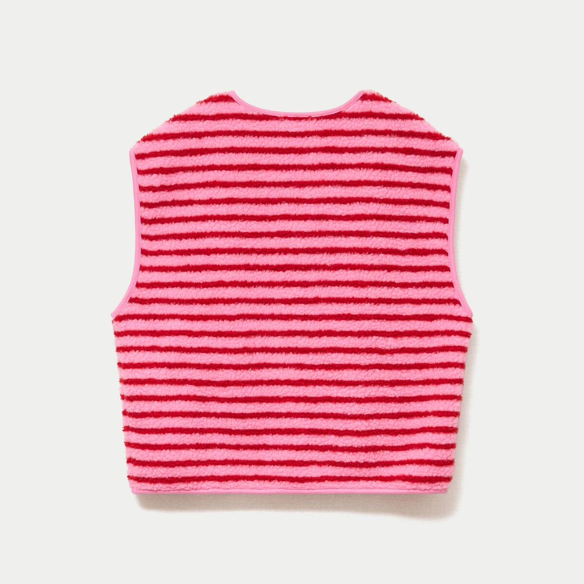 Gilet sans manches effet bouclette rose fushia femme