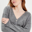 Gilet boutonn&eacute; avec col en V gris fonc&eacute; femme