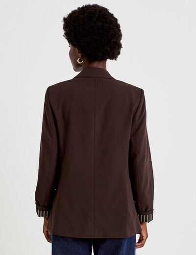 Blazer ajust&eacute; manches longues marron fonc&eacute; femme