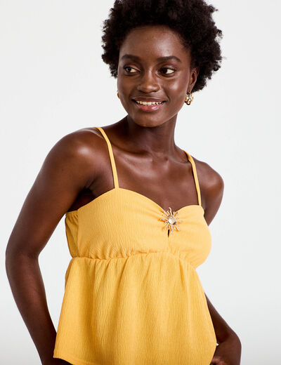 D&eacute;bardeur d&eacute;tail bijou orange clair femme
