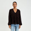 Blouse col V noir femme