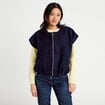 Gilet oversize sans manches col rond bleu marine femme
