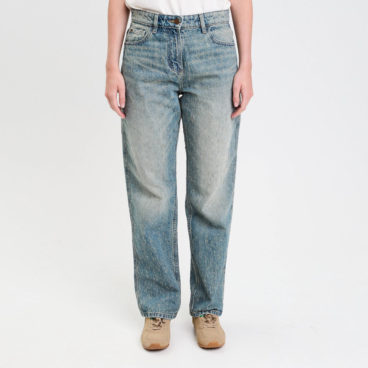 Jean droit taille standard denim dirty femme