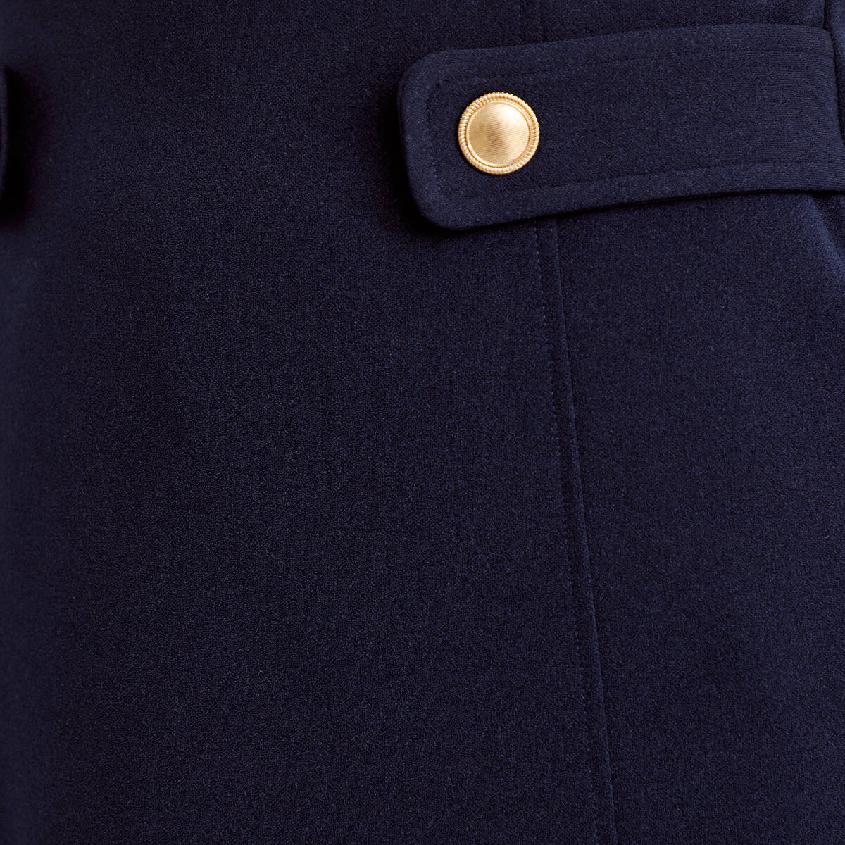 Jupe-short en maille avec boutons bleu marine femme