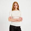 T-shirt ajust&eacute; manches courtes ecru femme