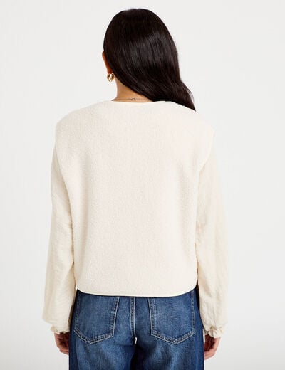 Veste sans manches effet polaire ecru femme